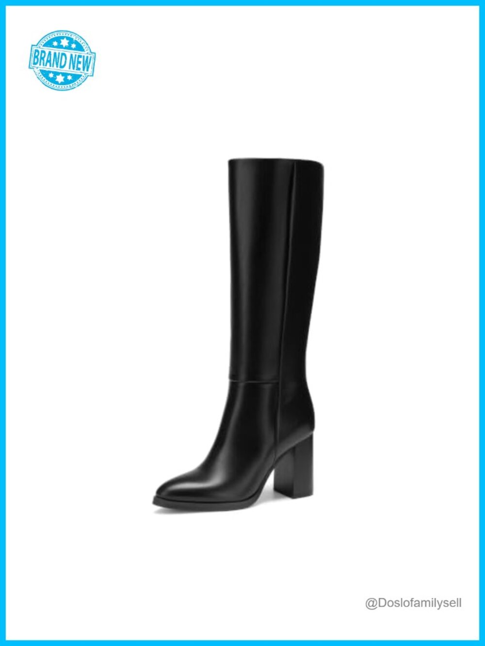 Knee High Heel Boots Women's Fall Tall Block Heel Faux Leather